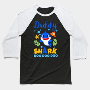 Daddy Papa Of The Shark Birthday Family Matching Birthday Baseball T-Shirt